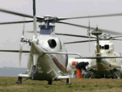 Helicopter waiting to be refuelled